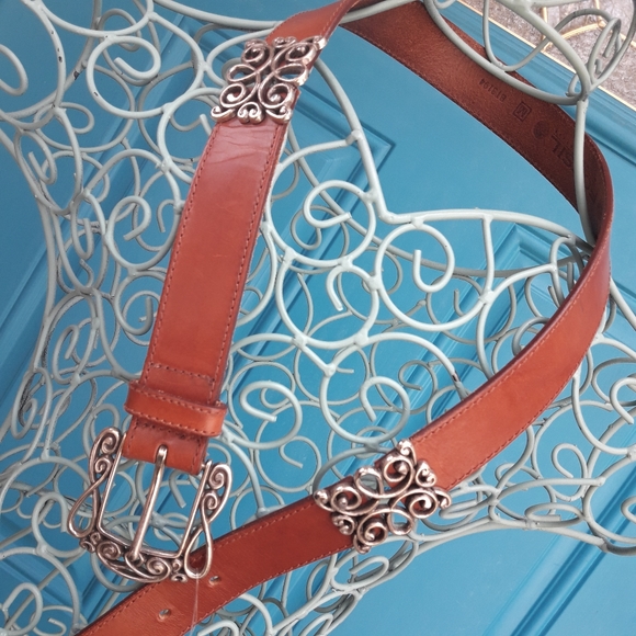 Genuine Leather Belt Boho Silver Metal Belt Buckle Ornate Studded Belts Fossil M - Picture 13 of 13